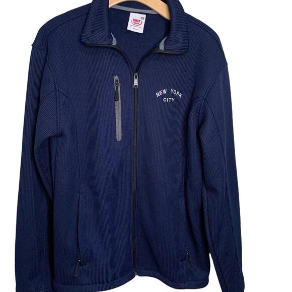 Vintage New York Jacket Men's Sz M Full-Zip Dimco Apparel Warm Thermal Navy Y2K - Picture 1 of 5